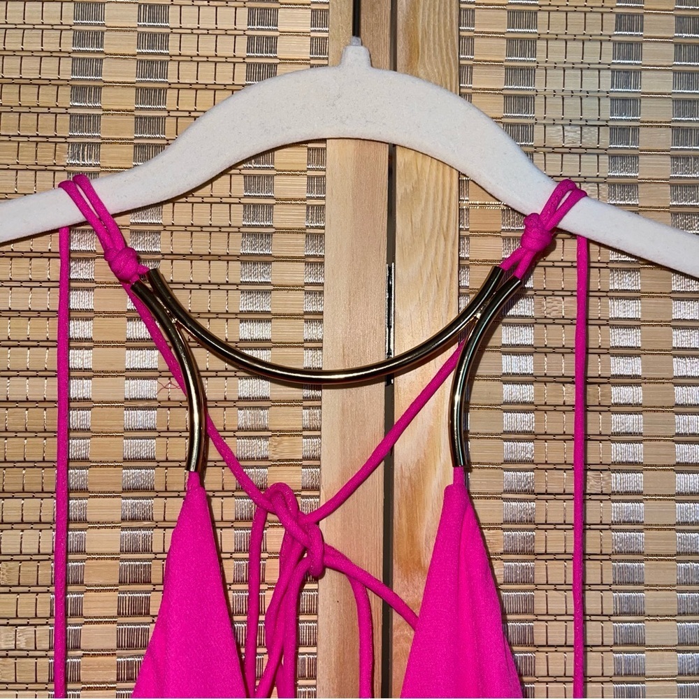 NWT* BOSTON PROPER Flowy Hot Pink Halter Neck Backless Mini Dress S - Picture 4 of 10